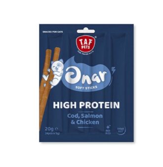 Taf pets onar soft sticks high protein chicken cod salmont lixoudia gia gates