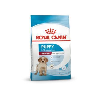 royal canin dog puppy medium 12kg ksira trofi gia koutavia mesaioy megethoys